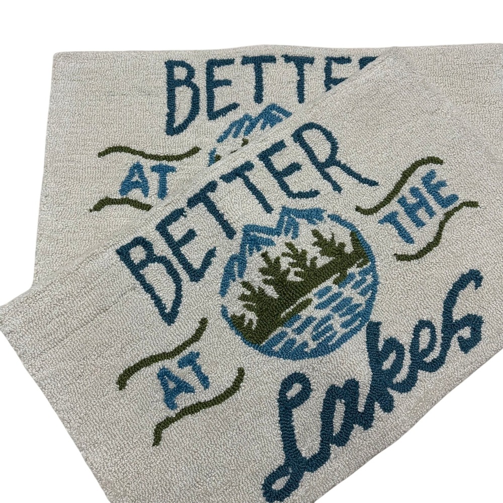 Better at the‎ Lakes Set of 2 Accent Rug Blue Green Cream Rustic Lodge 18x30